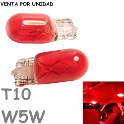 Bombilla T10 W5W W3W Halógena Roja de Cuña Coche Moto 12V Freno Posicion