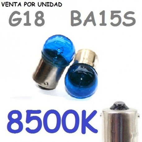 Bombilla G18 S25 BA15s R5W 1156 12V5W Coche Azul 8500k