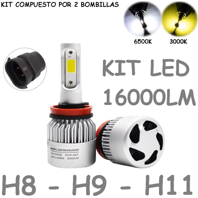 Kit Bombilla H8 H9 H11 Luz Led 16000 Lúmenes 12-24V Coche Moto Camión
