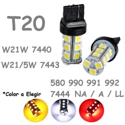 T20 W21W - W21/5W 18 LED Bombilla para Coche 7440 7443 580 Pilotos