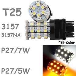 T25 P27/5W - P27/7W 60 LED Bombilla 2 colores Coche 3157 3157NA