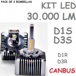 Kit Bombilla D1S y D3S Led 30000 Lúmenes 12V 24V Coche Furgoneta Camión